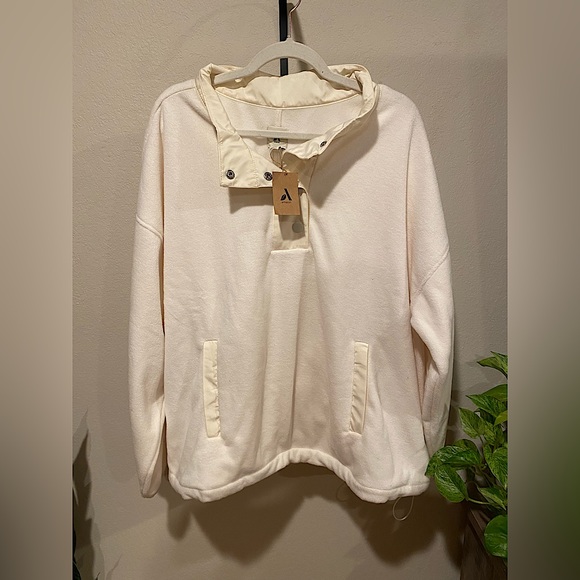 Amazon Sweaters - NWT Amazon Essential Women’s Relaxed Fit  Microfleece High Neck Ivory Pullover